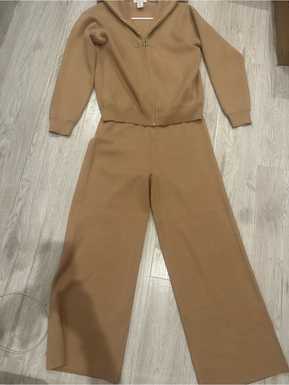 Rachel Zoe Wide-Leg Knit Pants in Camel Brown